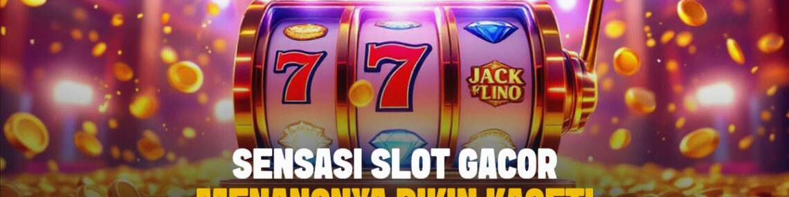 Mesin slot bergaya klasik dengan simbol 777 menyala terang, dikelilingi koin emas beterbangan di latar neon berwarna-warni.